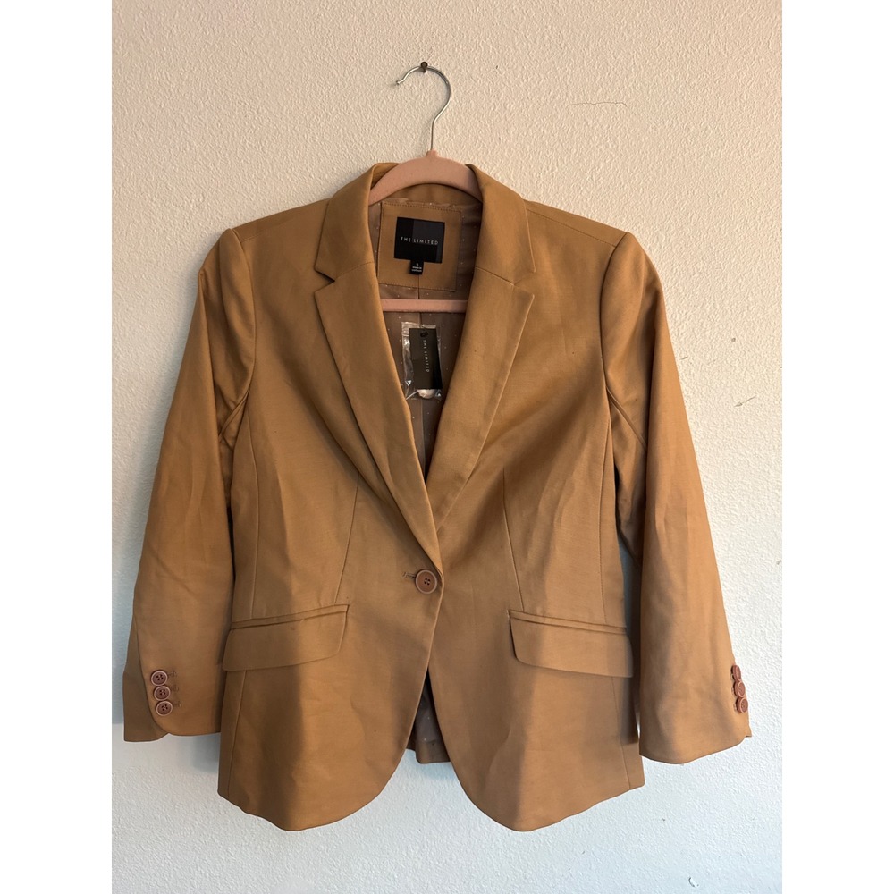 The Limited Blazer Jacket Camel Tan Single Button Notched Lapel Size 2 NWT